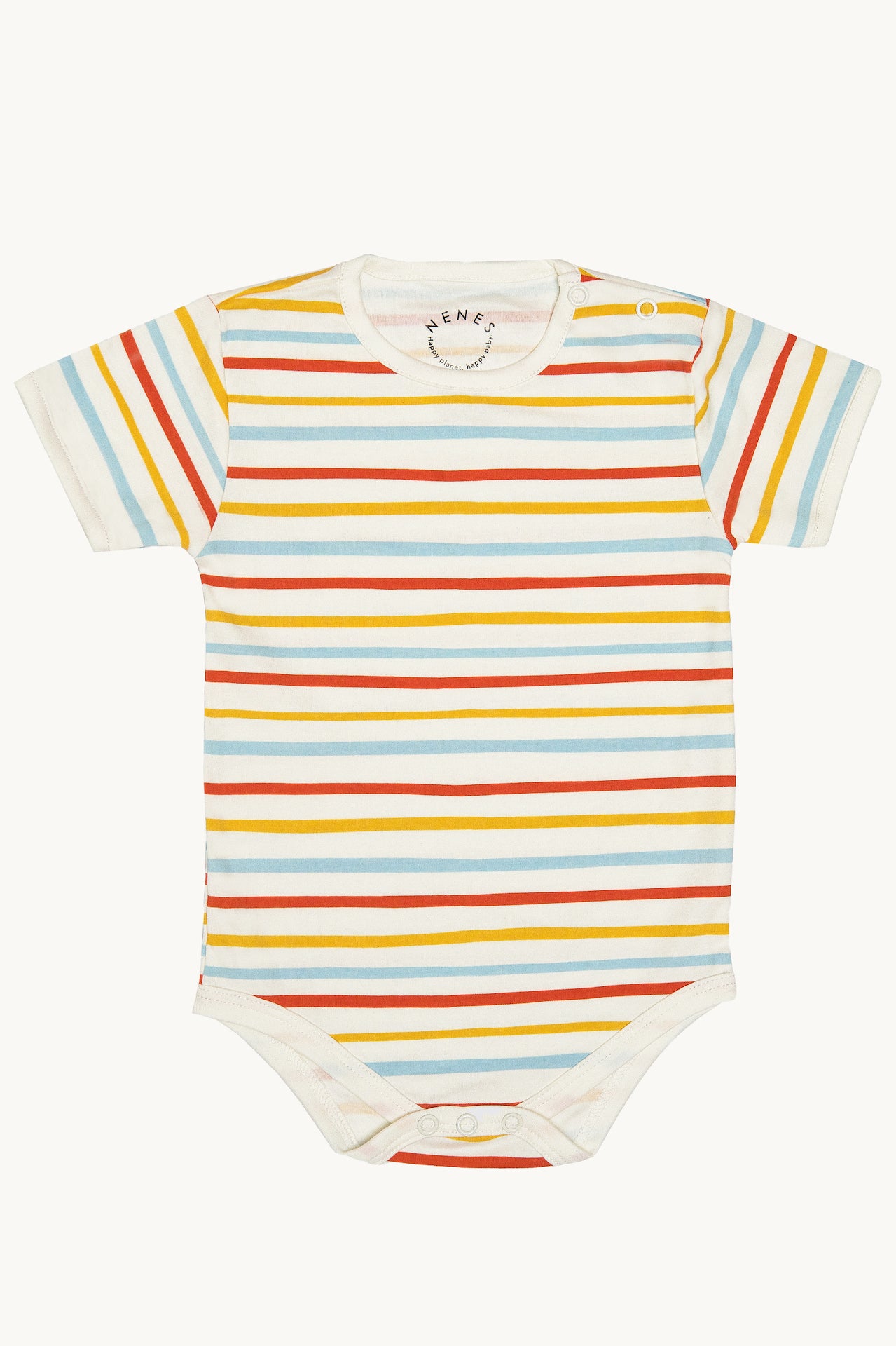 Rainbow Ribbons Shoulder Snap Short Sleeve Onesie