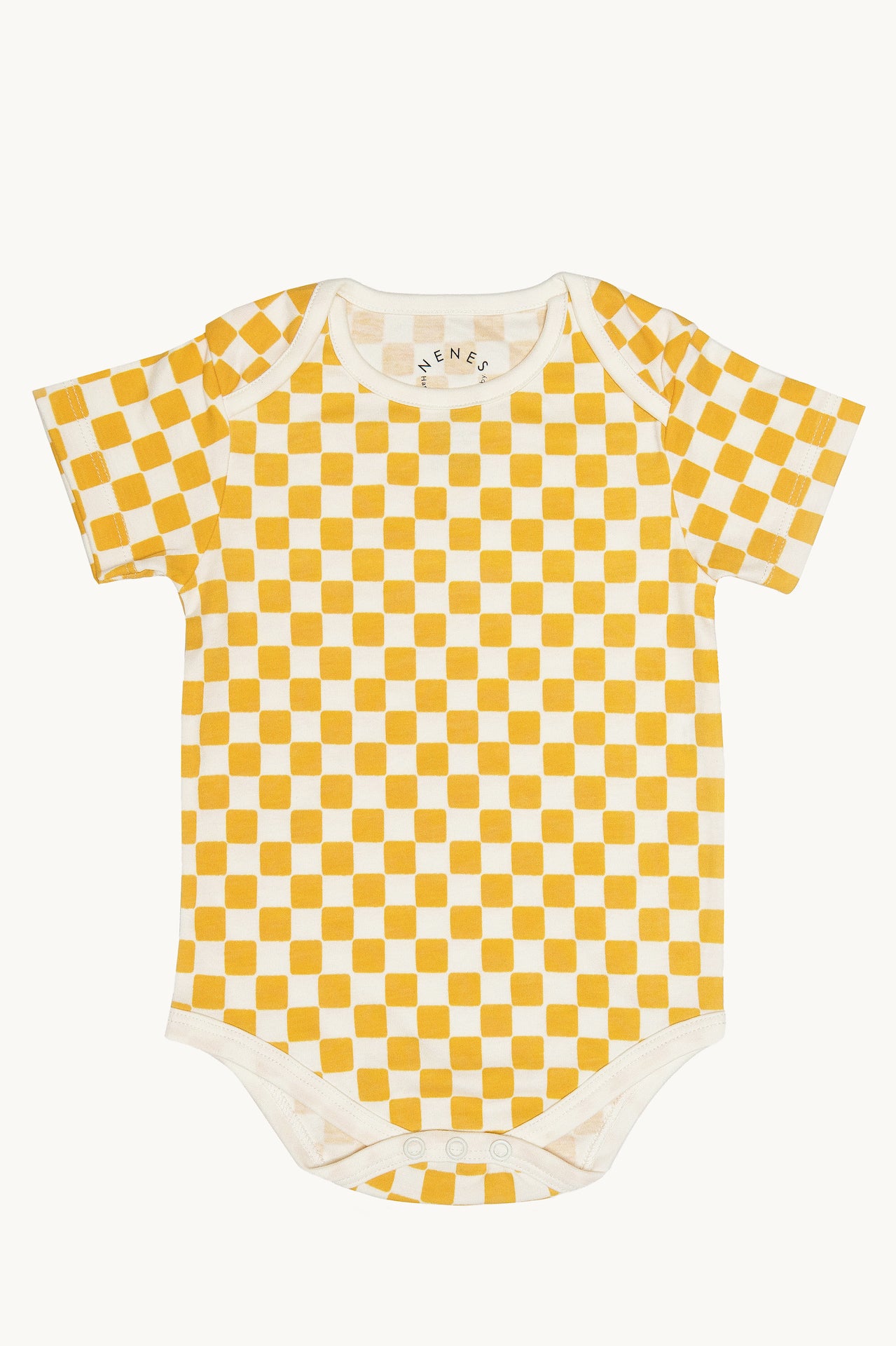 Sunny Squares Shoulder Fold Short Sleeve Onesie