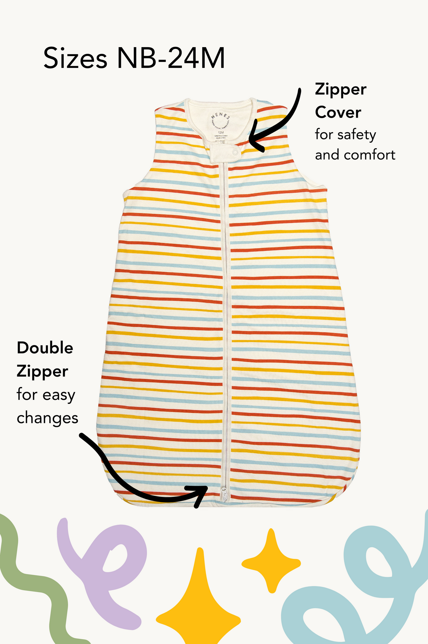 Renewed Rainbow Ribbons Sleeveless Sleep Sack