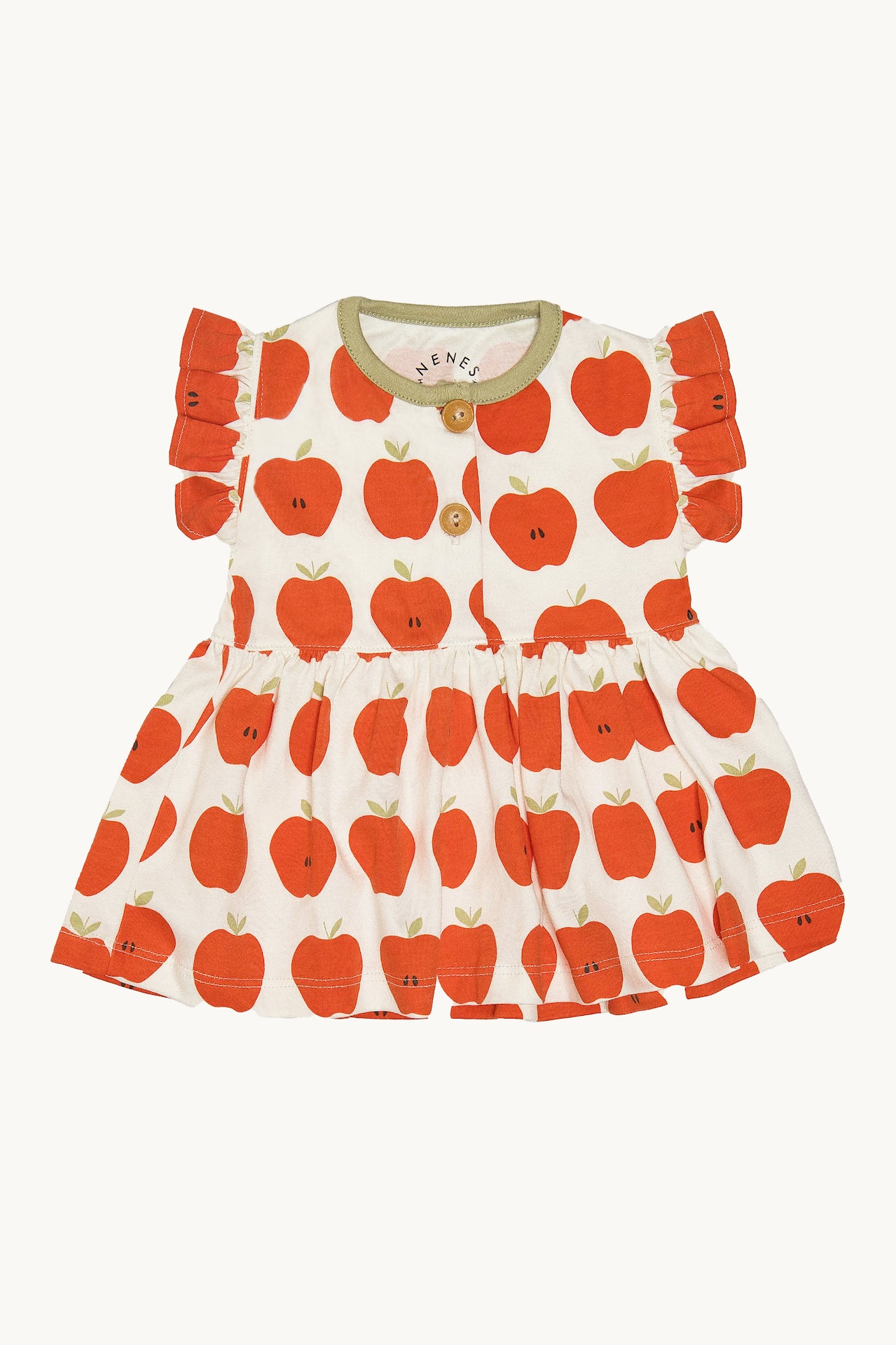 Apple of my Eye Flutter Sleeve Henley Dress with Matching Bloomer