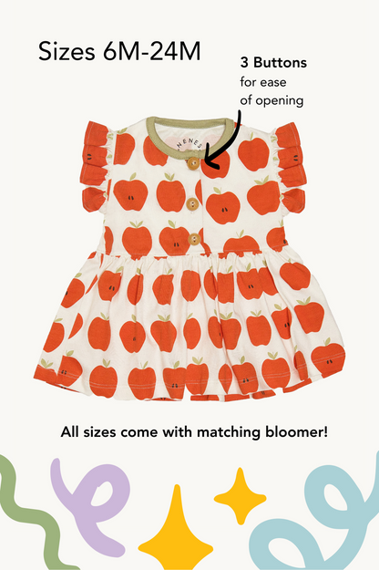 Apple of my Eye Flutter Sleeve Henley Dress with Matching Bloomer