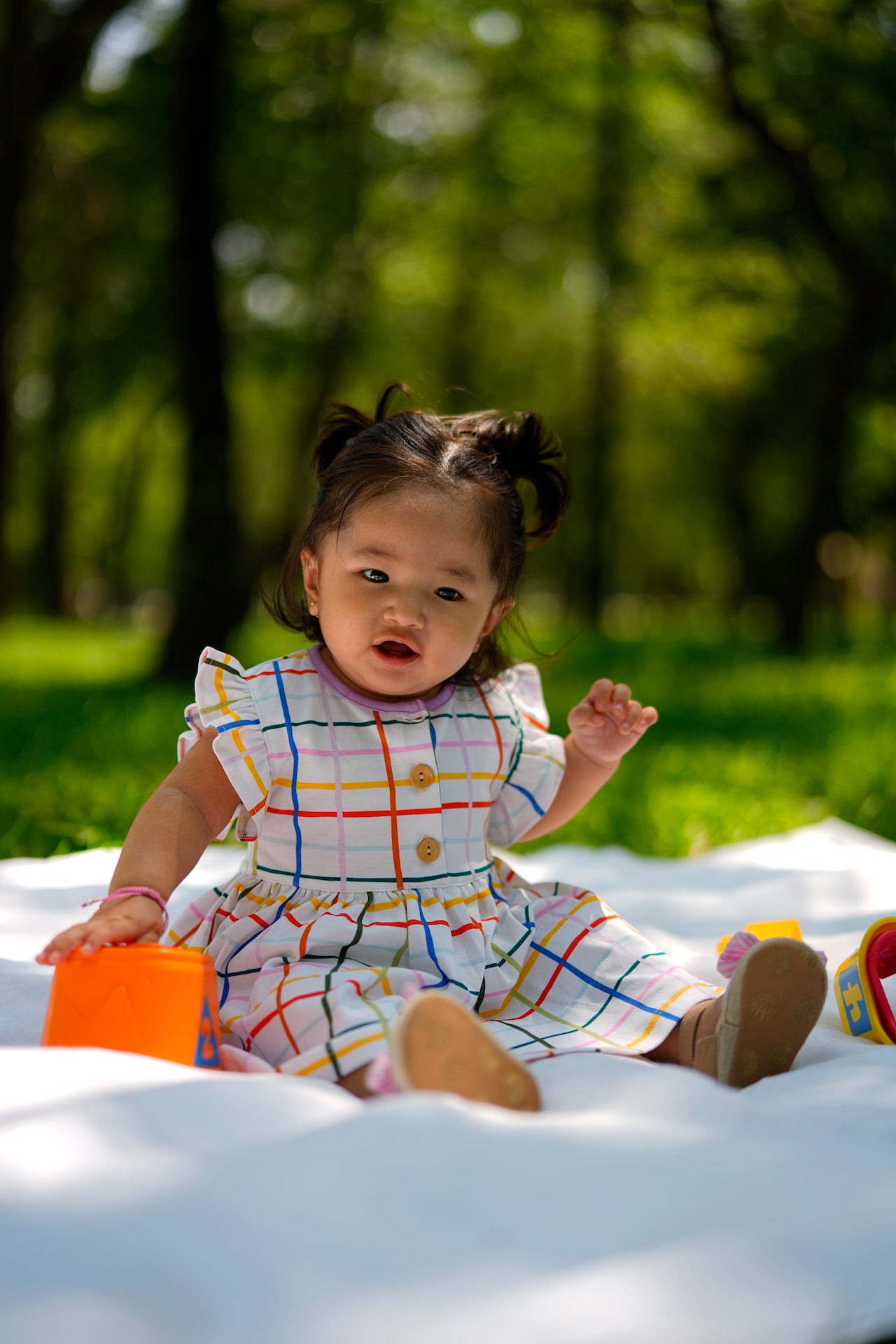 Picnic Party Flutter Sleeve Henley Dress with Matching Bloomer